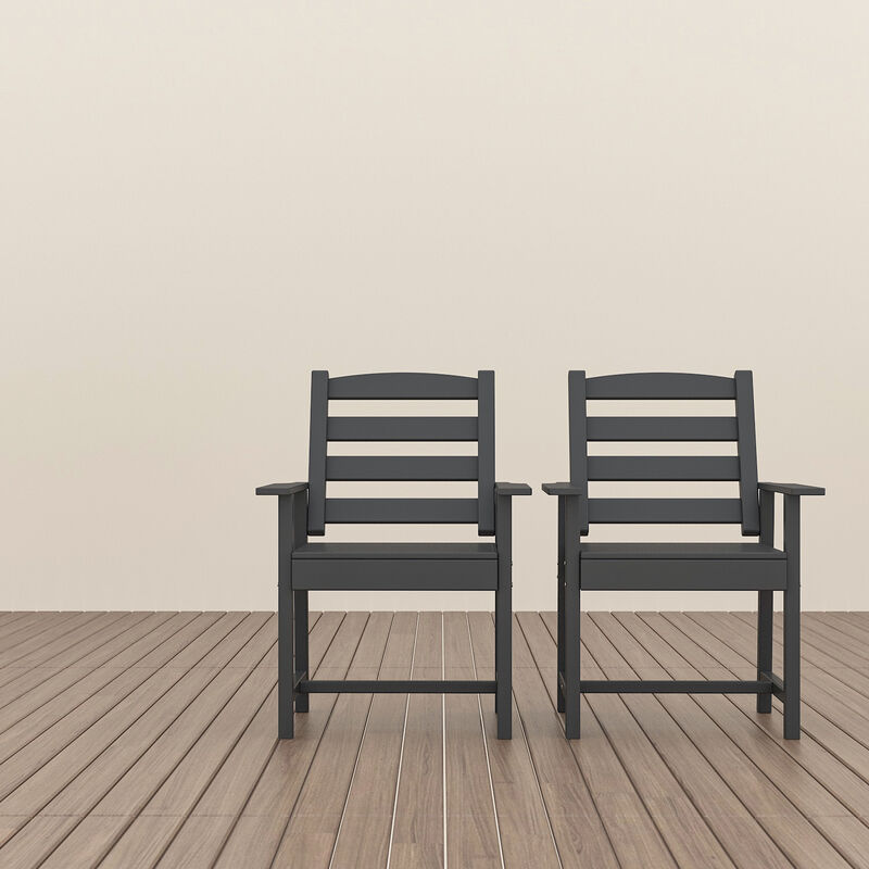 FUFU&GAGA Patio Dining Chair with Armrests, Waterproof, UV Resistant (Pack of 2) (23.6" W x 18.9" D x 33.5" H),Grey