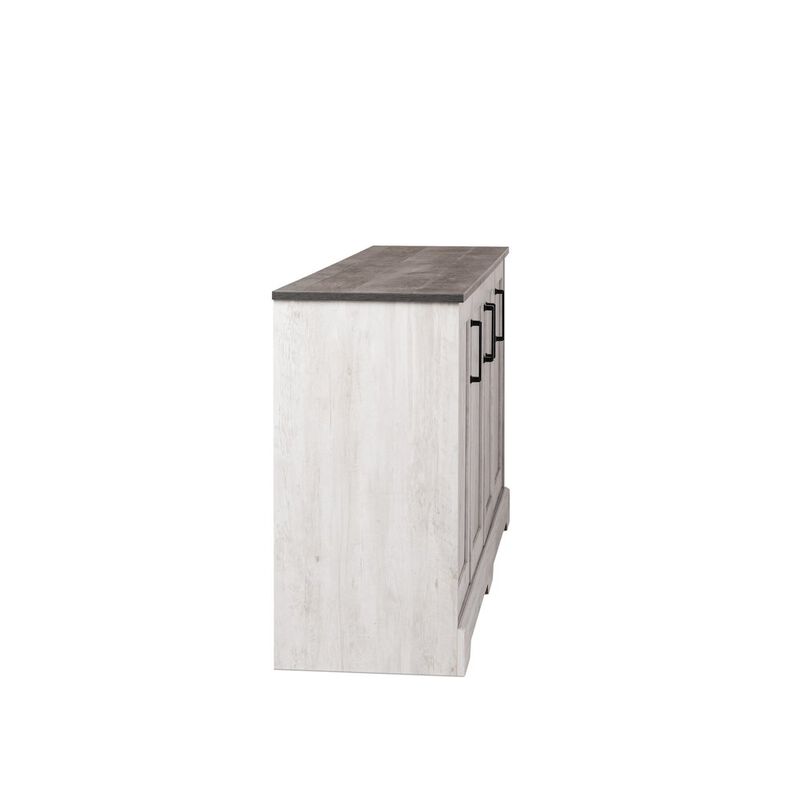 Prepac Rustic Ridge 4-Door Console Table Washed White Engineered Wood Sideboard