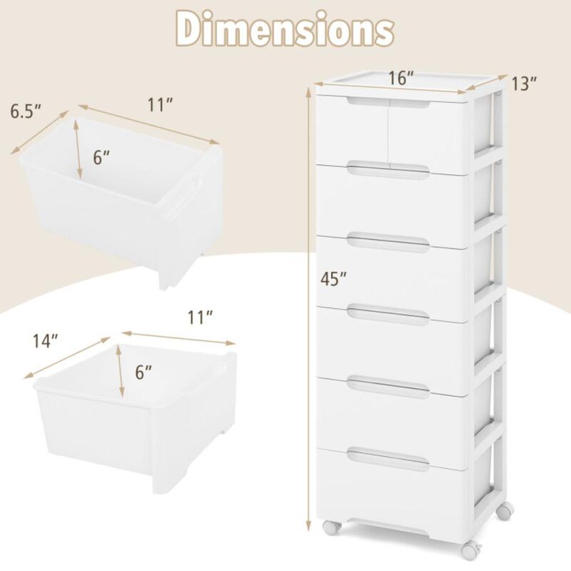 Hivvago Rolling Storage Cabinet with Universal Wheels and Drawers