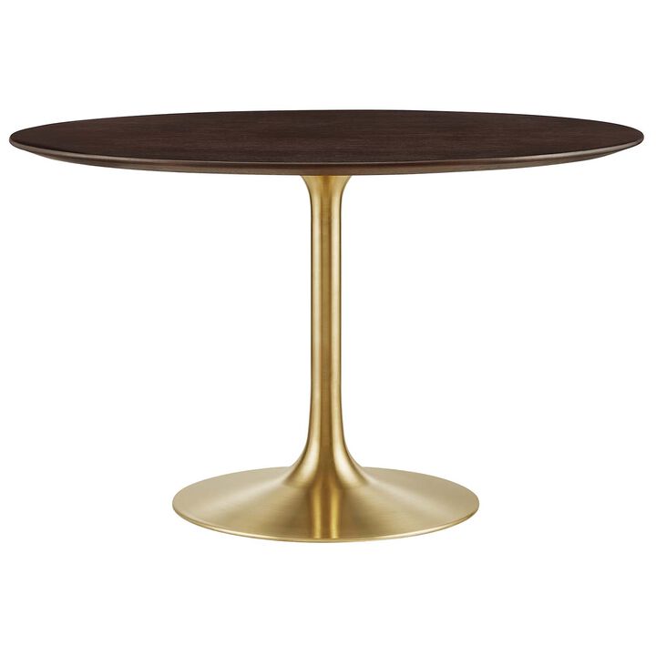 Modway - Lippa 48" Round Wood Grain Dining Table Gold Cherry Walnut