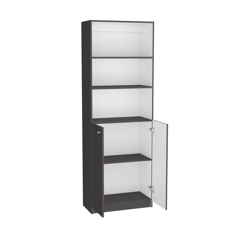 Bookcase Dual-Door Benzoni, Office, Matt Gray / White