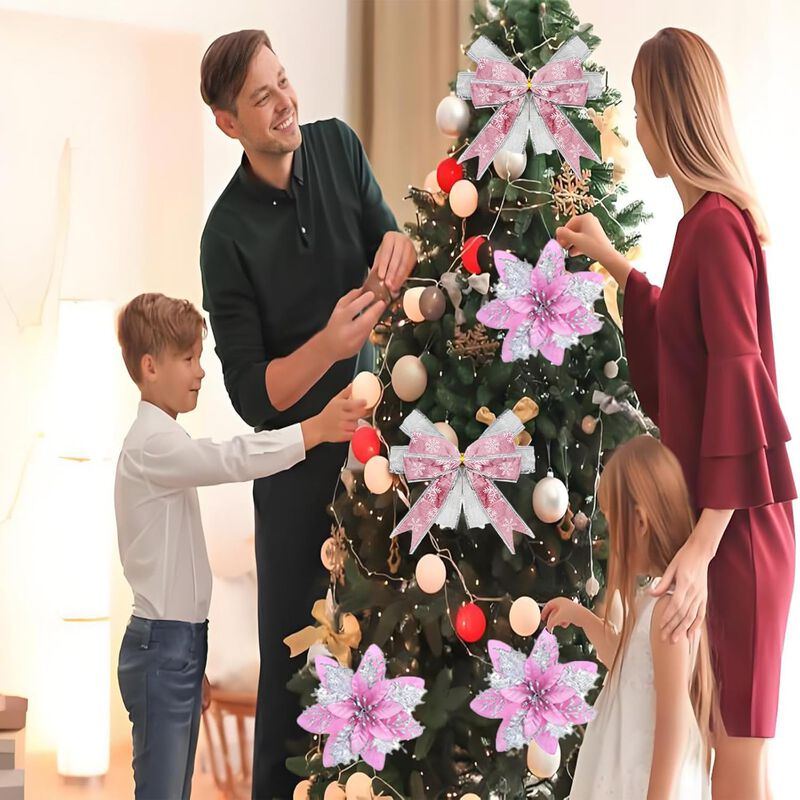 Pink 31 Pcs Velvet Christmas Tree Decoration Set