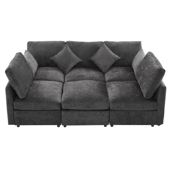 Merax Modular Sectional Sofa U-shaped Sofa with a Movable Ottoman