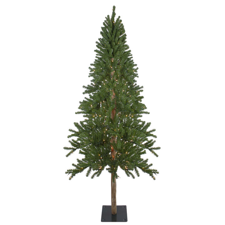 7' Pre-Lit Medium Alpine Artificial Christmas Tree  Clear Lights
