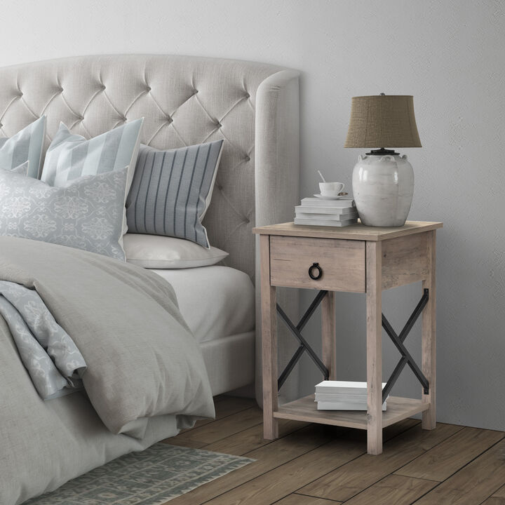 End Table with Storage Drawer and Open Shelf