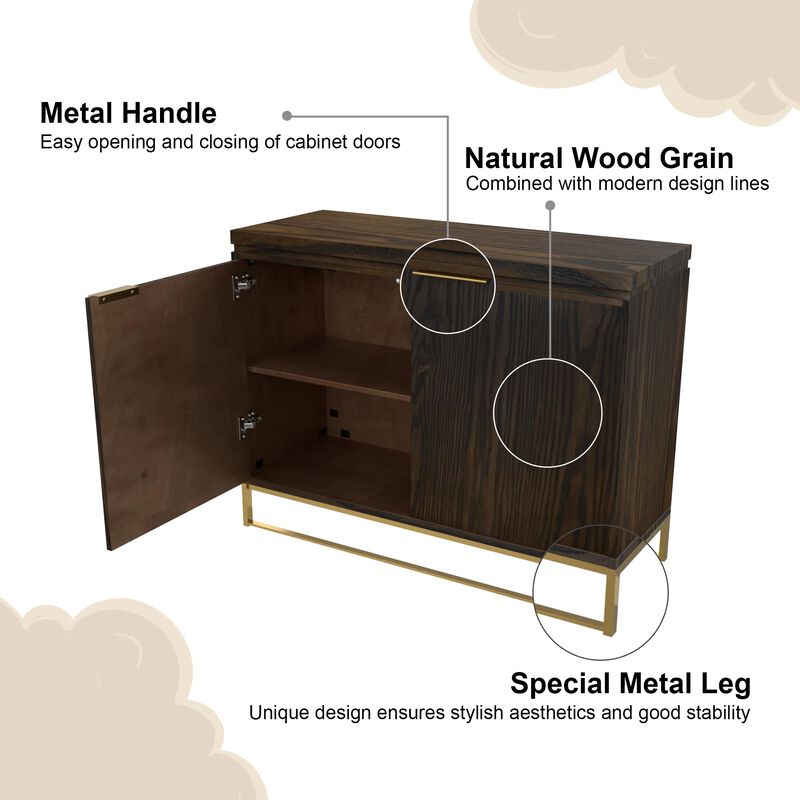 2-door Storage Cabinet,Antique brown