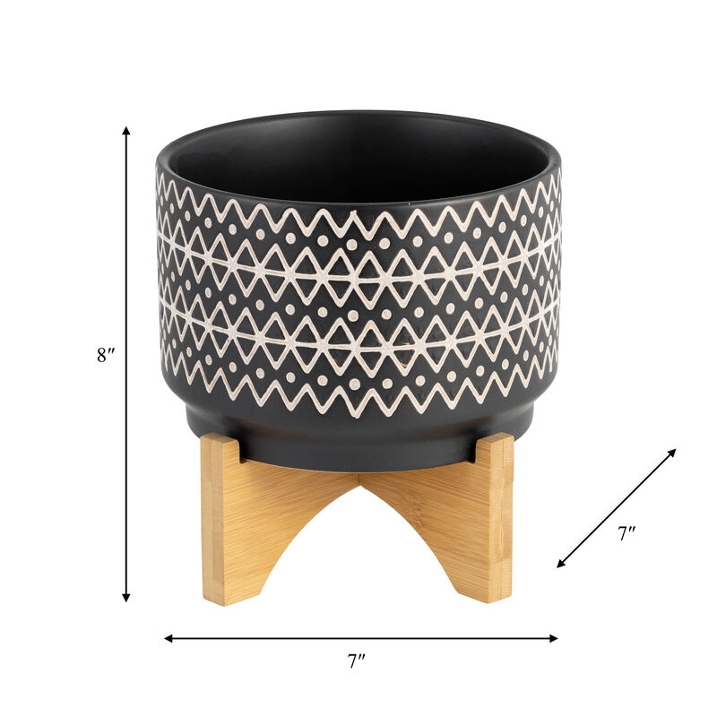 7" Abstract Planter On Stand