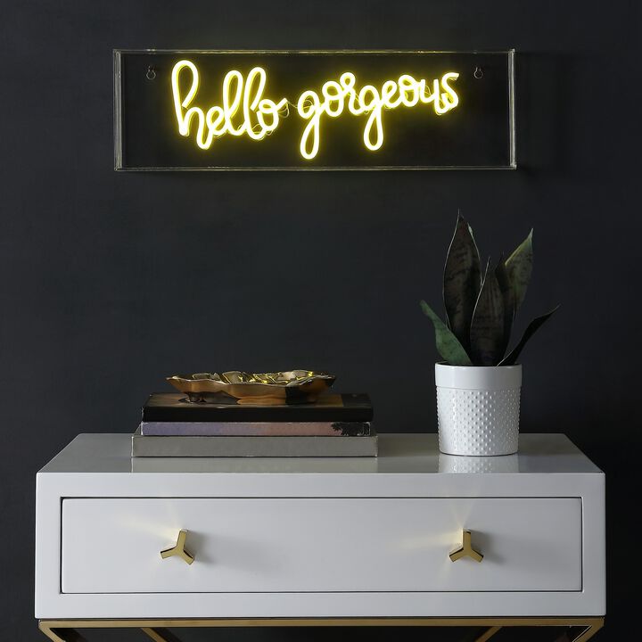 Hello Gorgerous 20" Contemporary Glam Acrylic Box USB Operated LED Neon Light