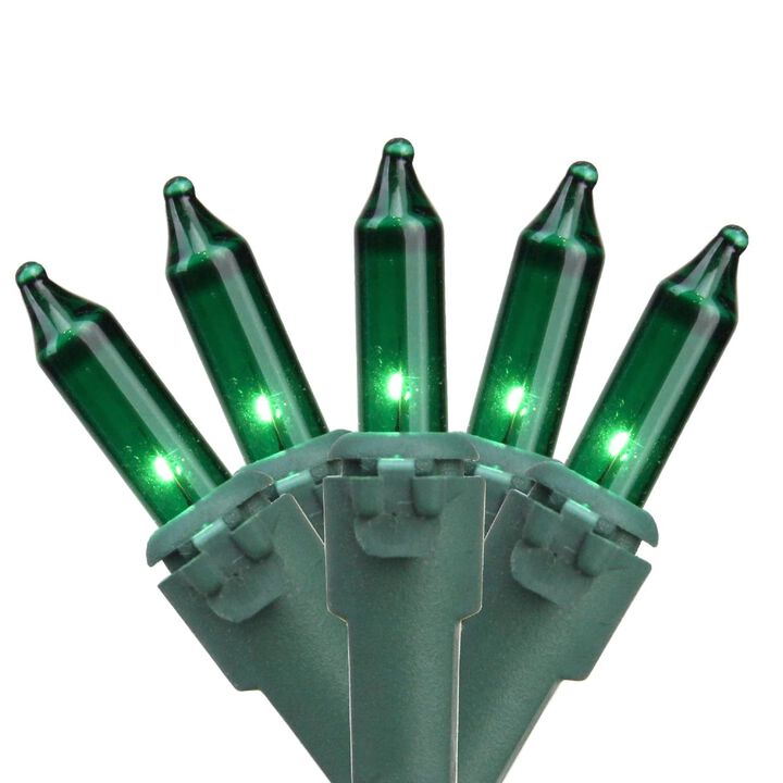 50 Count Green Mini Christmas Light Set  24.5 ft Green Wire