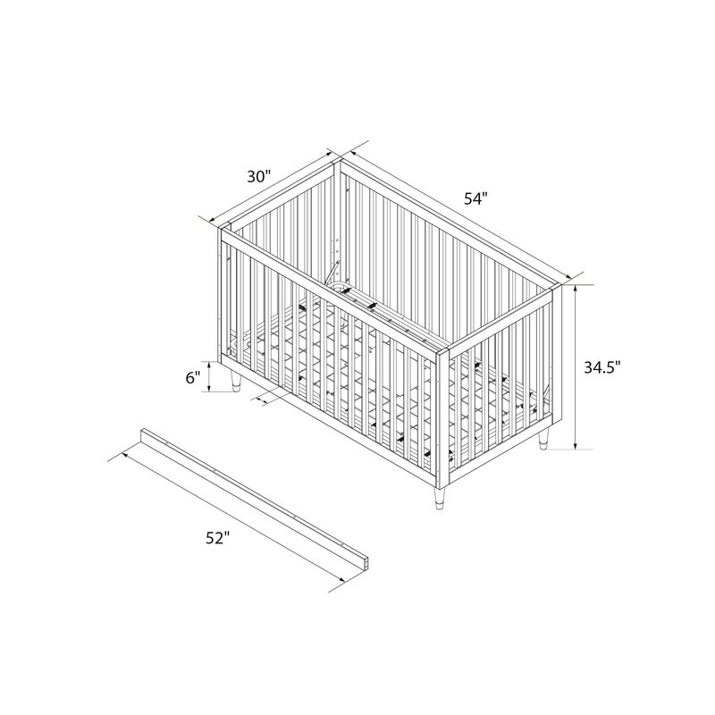 Little Seeds Rowan Valley Flint 3 in 1 Crib