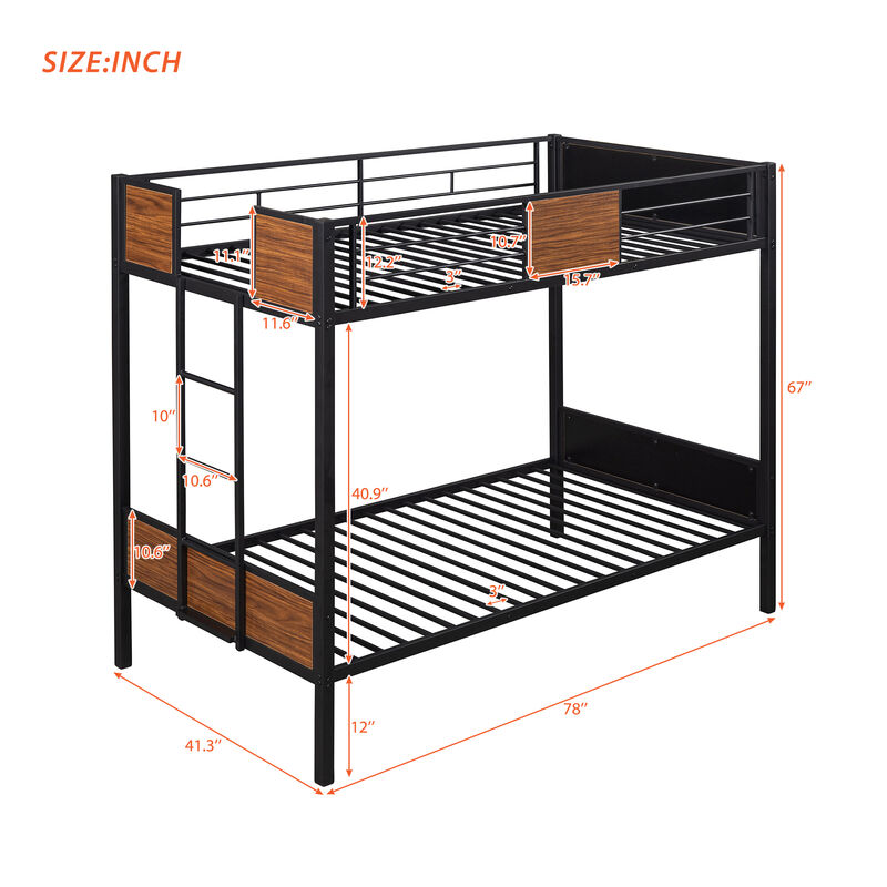 Merax Steel Frame Bunk Bed with Safety Rail