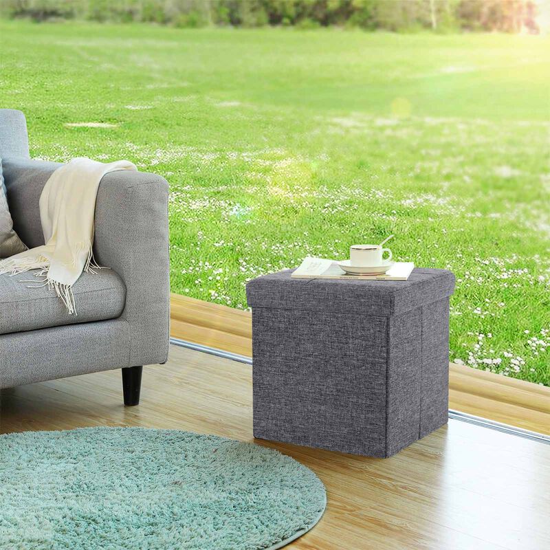 Folding Storage Ottoman Cube Footrest Stool Coffee Table Puppy Step