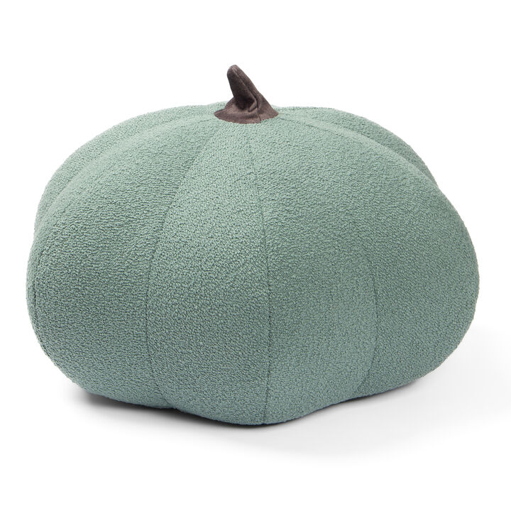 Jaxx Pumpkin Pouf - Luxurious Ottoman for Fall & Halloween Décor - Boucle Green