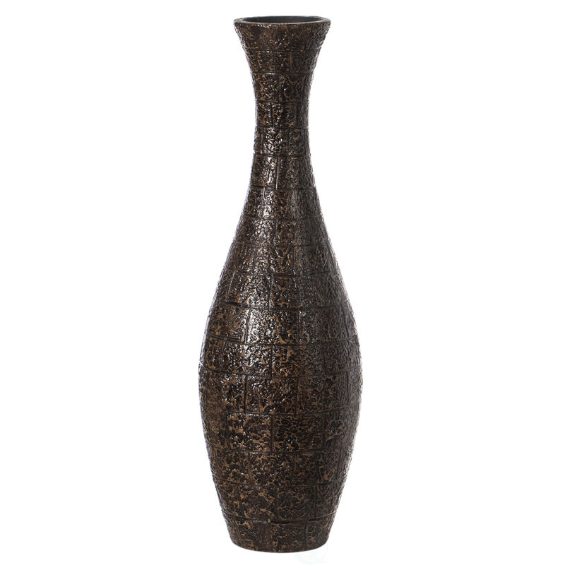 Modern Decorative Brown Textured Design Floor Flower Vase, for Living Room, Entryway or Dining Room, 31 inch