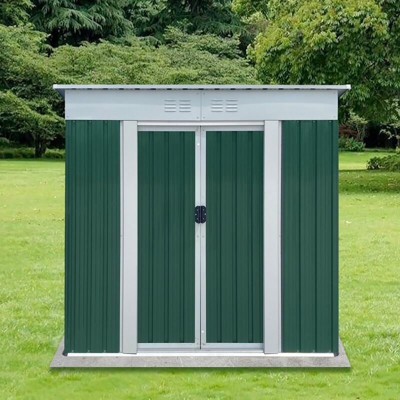 MONDAWE Outdoor Storage Sheds 6FTx4FT Pent Roof with Aluminum Alloy Frame