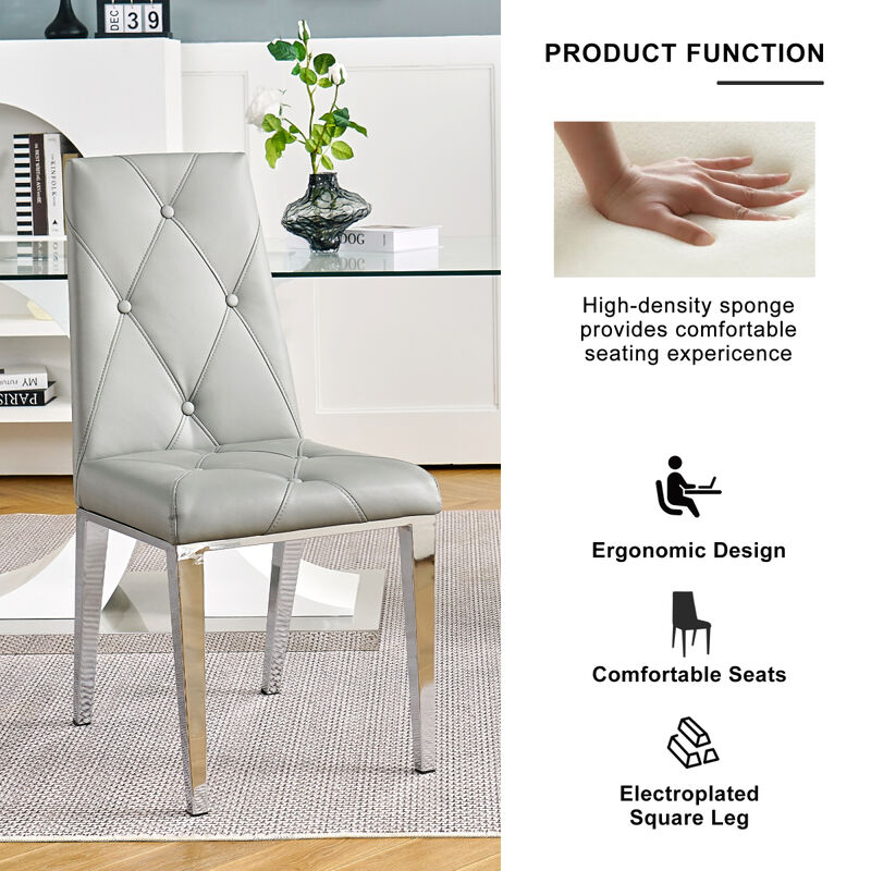 Set of 2 Grey PU Dining Chairs