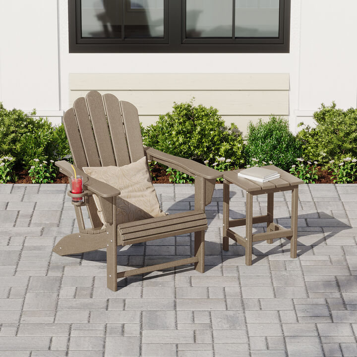 WestinTrends Outdoor Patio HDPE Adirondack Chair With Cup Holder and Table Set