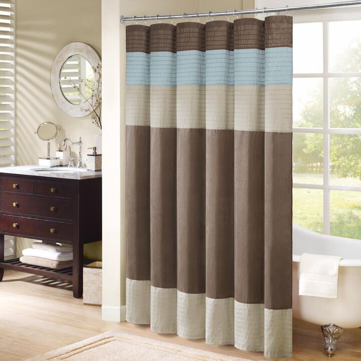 Belen Kox Blue Dupioni Shower Curtain, Belen Kox