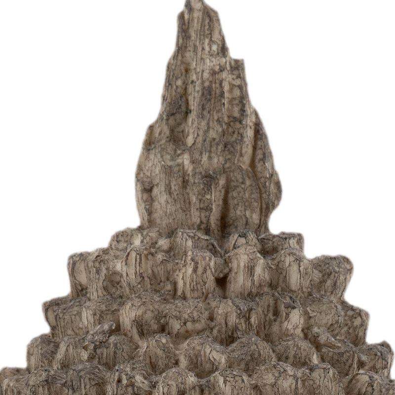 12 Inch Buddha Head Sculpture, Calming Accent Decoration, Polyresin, Brown-Benzara