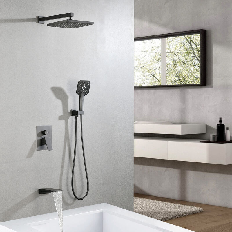 Wall Mounted Shower System with Handheld and Rainfall Shower Heads