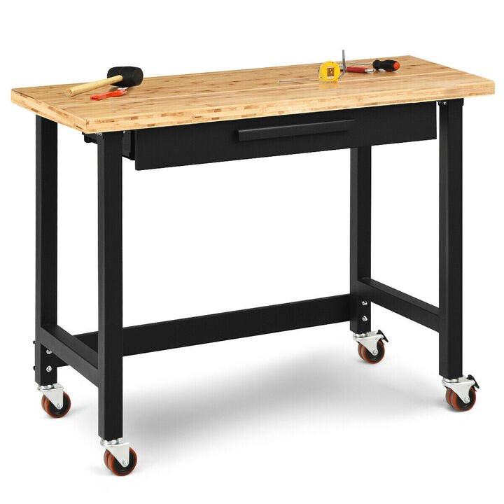 Mobile Workbench with Lockable Casters for Home Work Use