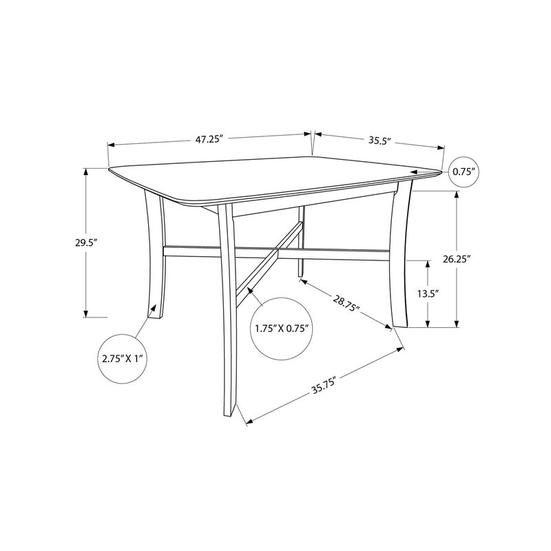 Monarch Specialties I 1323 - Dining Table, 48" Rectangular, Small, Kitchen, Dining Room, White Veneer, Wood Legs, Transitional