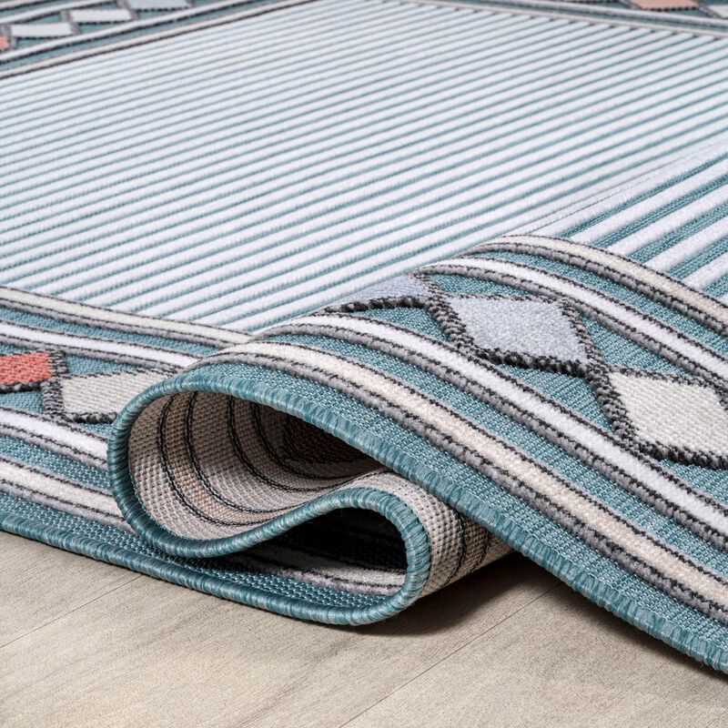 Sebastian High-Low Modern Diamond Border Area Rug