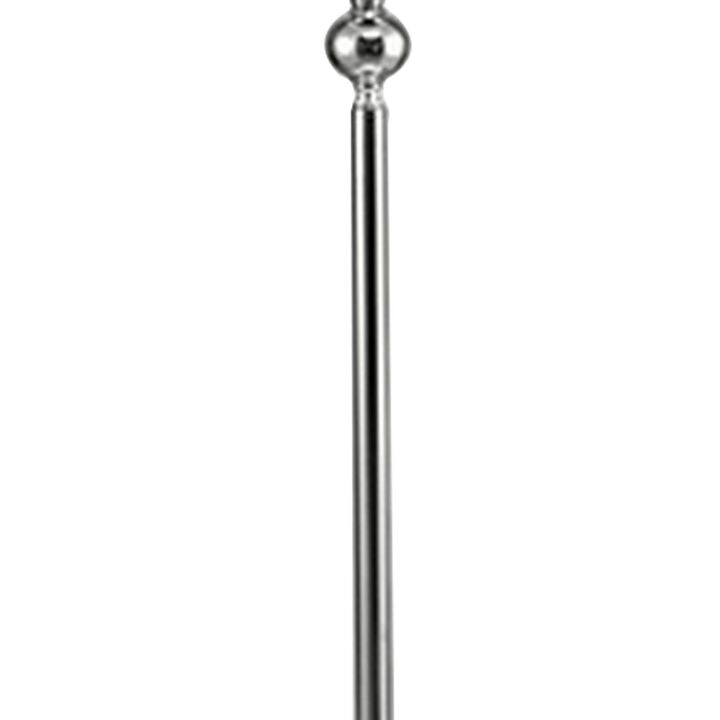Floor Lamp with Metal Frame and Crystal Accent, White-Benzara