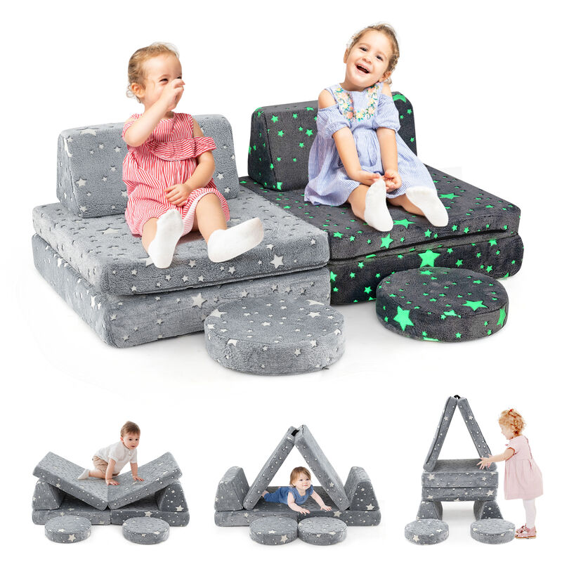 Modular Kids Play Couch Set Glow in the Dark with Portable Handles