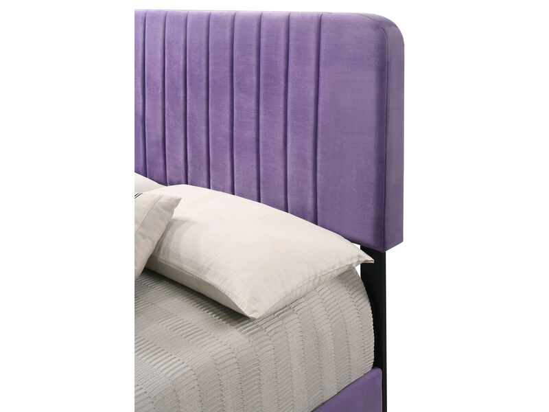 Lodi Velvet Upholstered Channel Tufted Queen Panel Bed