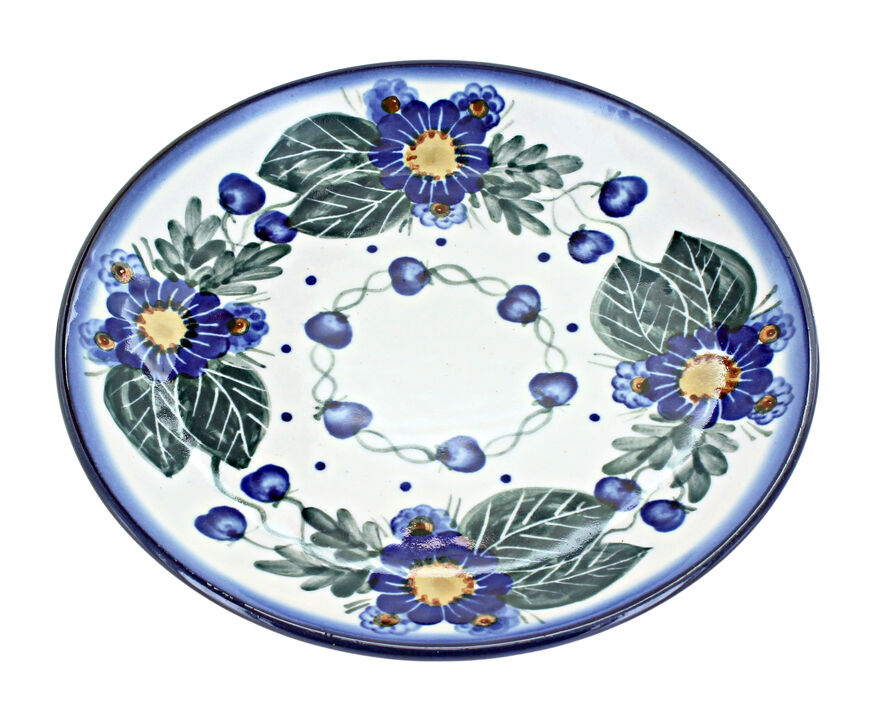 Blue Rose Polish Pottery Forget Me Not Dessert Plate