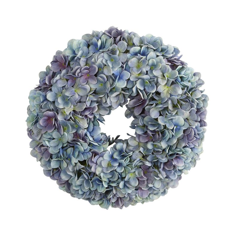Nearly Natural 16-in Hydrangea Artificial Wreath