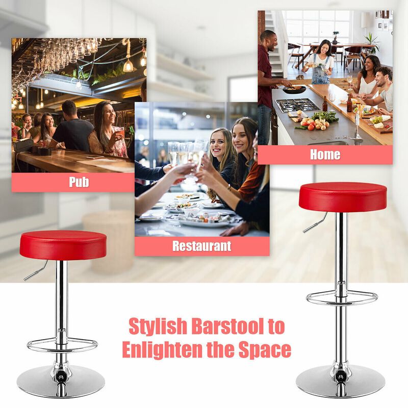 Set of 2 Adjustable Swivel Round Bar Stool  Pub Chairs