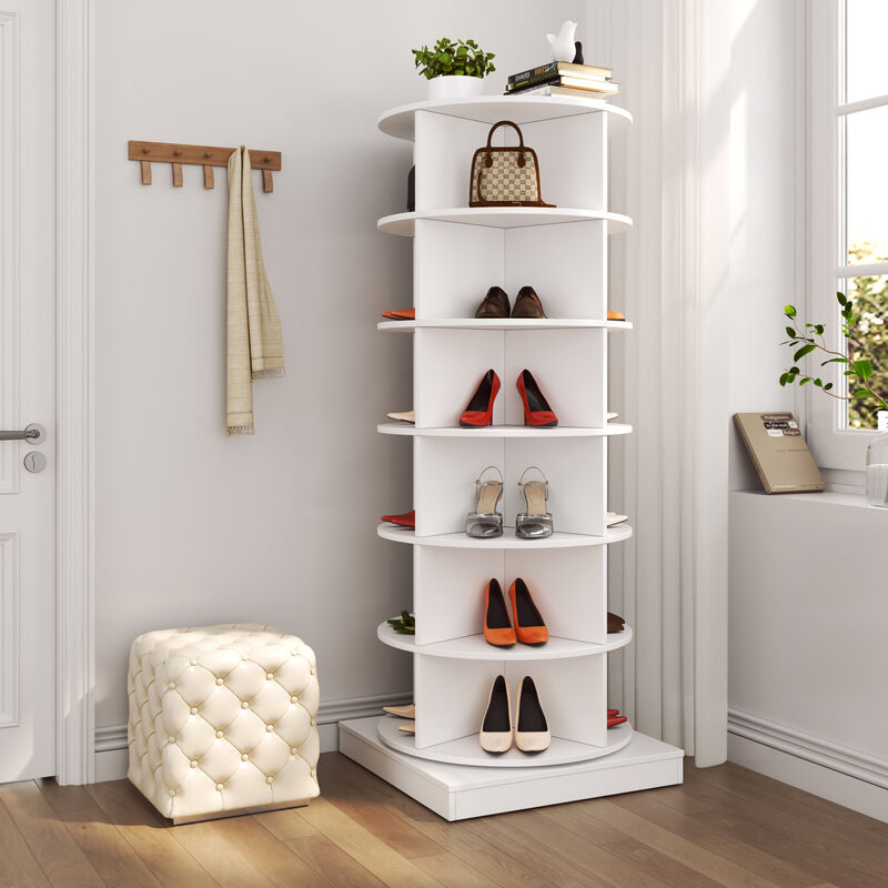 6-Tier 360° Rotating Shoe Cabinet, Space-Saving Shoe Storage Organizer