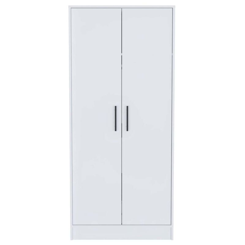 Ambery 180 Armoire, Two Shelves, Double Door, Metal Rod, One Drawer - White