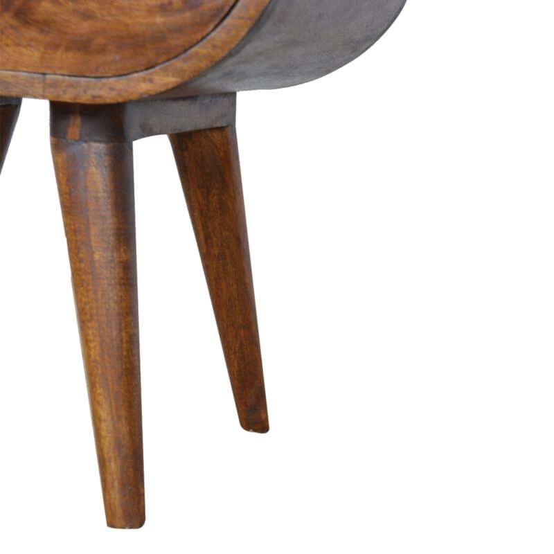 Chestnut Circular 2 Drawer Solid Wood Nightstand
