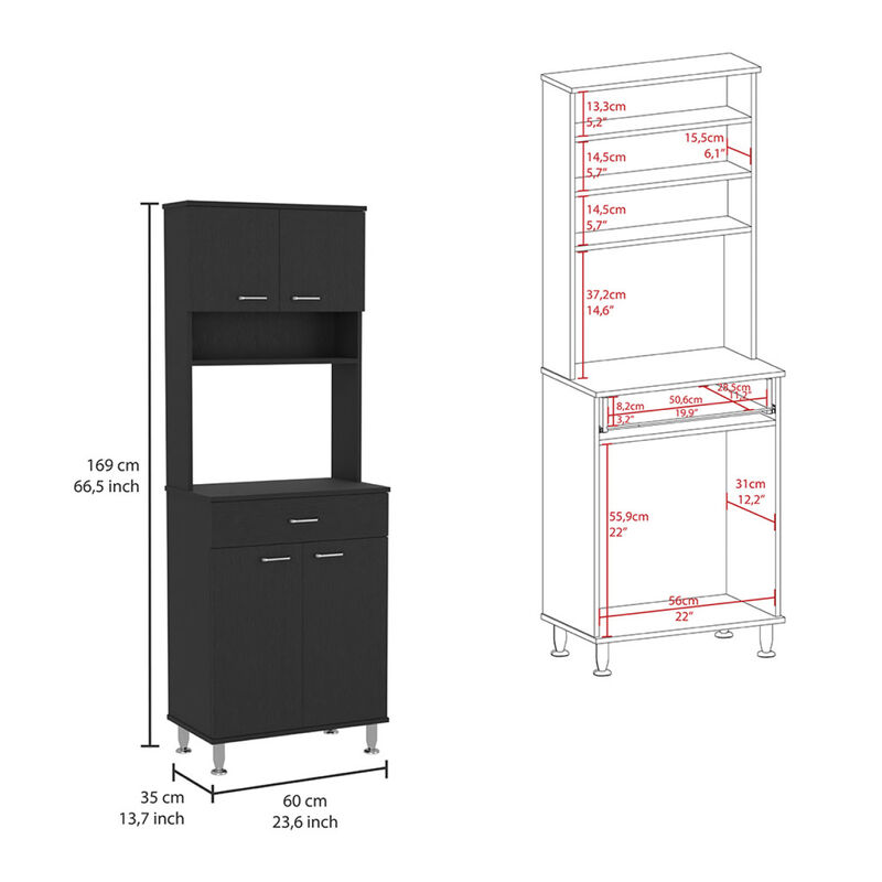 Della 60 Kitchen Pantry With Countertop, Closed & Open Storage