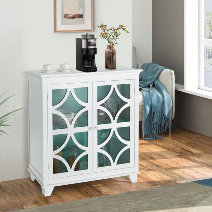 Hivvago Kitchen Buffet Sideboard with Glass Doors and Adjustable Shelf