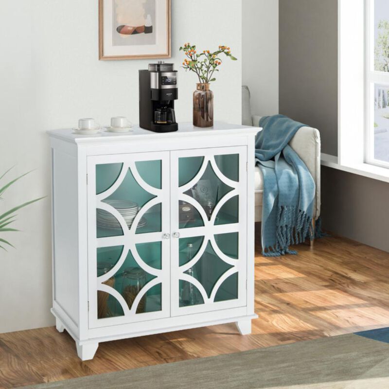 Hivvago Kitchen Buffet Sideboard with Glass Doors and Adjustable Shelf