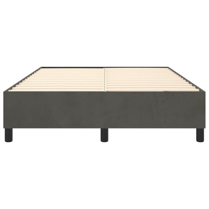 vidaXL Modern Velvet Box Spring Bed Frame, Dark Gray, Queen Sized, 59.8"x79.9", Plywood & Engineered Wood Construction