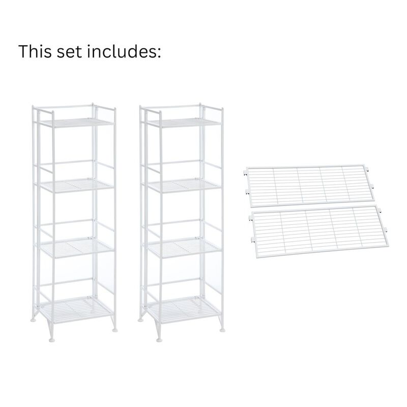 Convenience Concepts Xtra Storage 4 Tier Folding Metal Shelves with Set of 2 Deluxe Extension Shelves