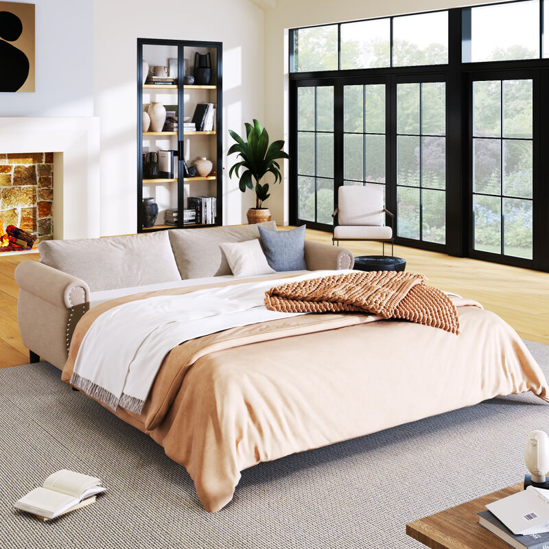 80.7" 2In1 Sofa Bed Sleeper With Large Mattress(63"X70.9x3.3 Inch), For Living Room Spaces Bedroom