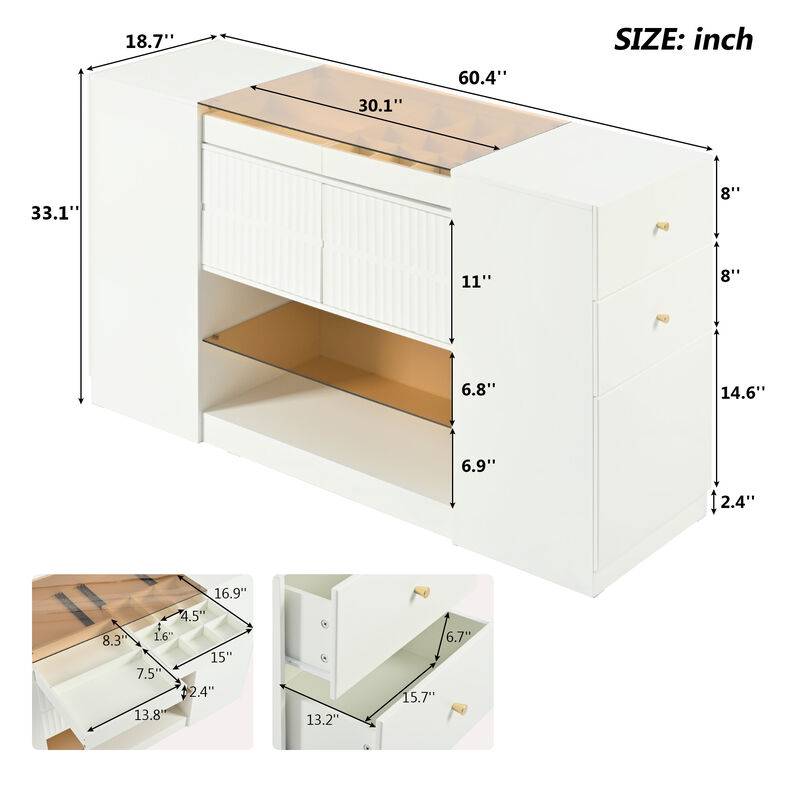 Merax Modern Luxury Island Vanity Dresser and Storage Cabinet