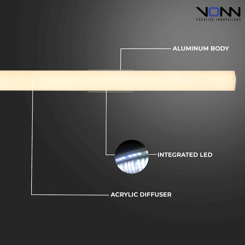 VONN Lighting Integrated AC LED ADA Compliant Bathroom Wall Lighting Fixture in Silver