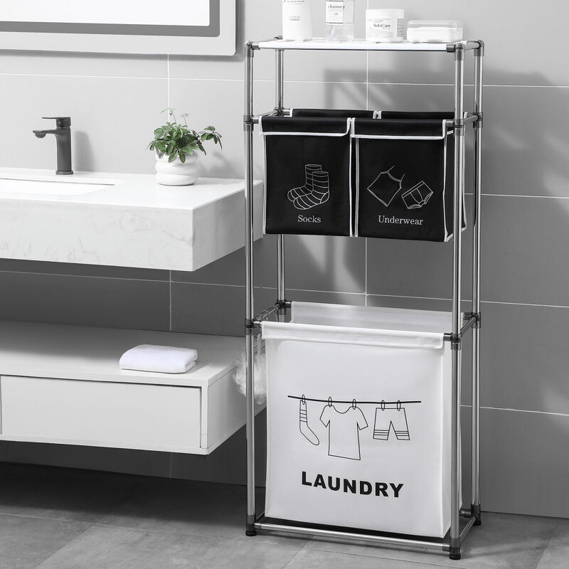 3 Tier Laundry Sorter with 4 Removable Bags