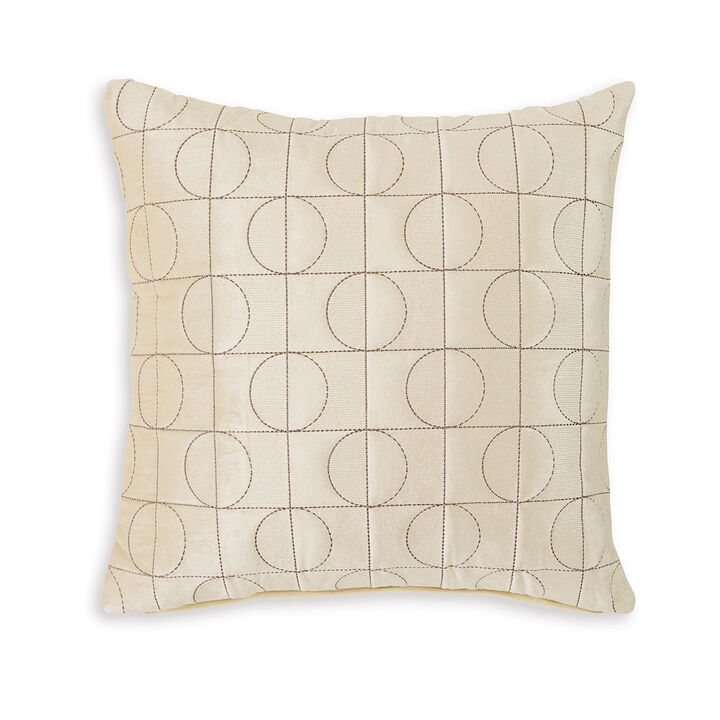 Kyla 22 Inch Accent Pillow Set of 4, Embroidered Geometric Pattern, Cream -