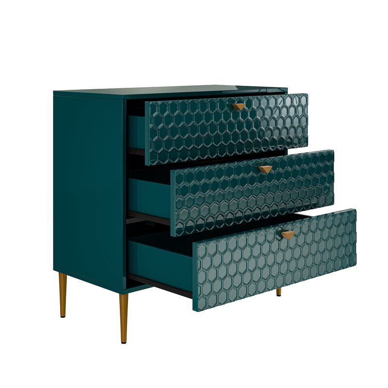 White Accent Storage Cabinet with 3-Drawer Chest