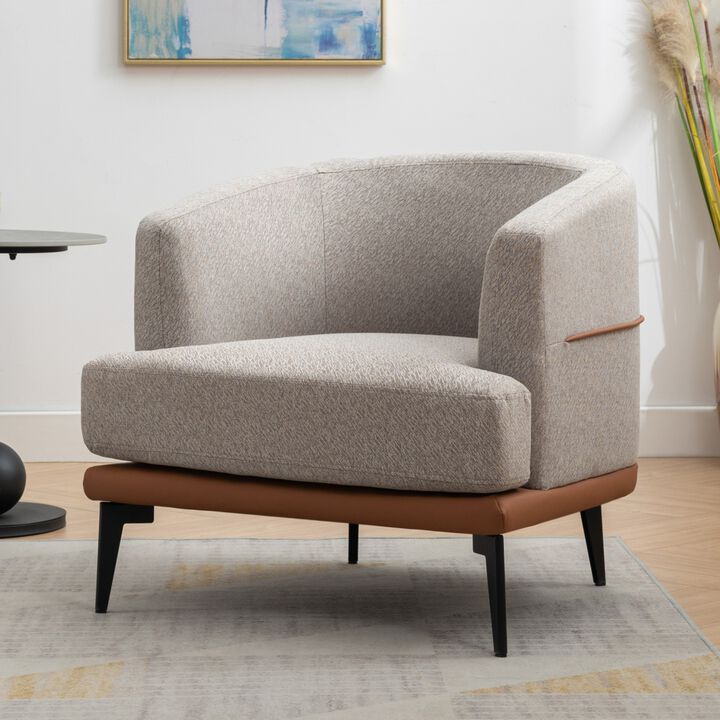 Modern Twotone Fabric Chair, Burnt Orange