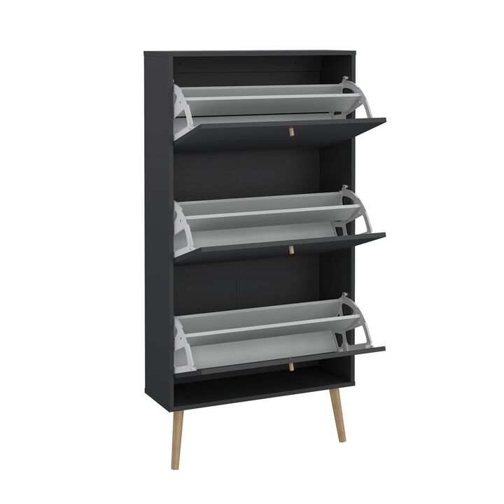 Tvilum Bodo 3 Drawer Shoe Storage Cabinet, Matte Grey