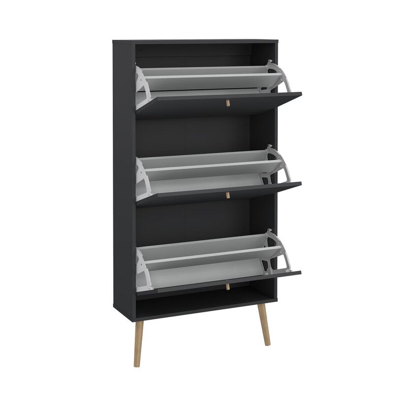 Tvilum Bodo 3 Drawer Shoe Storage Cabinet, Matte Grey